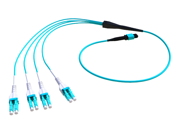 Forgrening MPO8(f) - 8x LC/PC MM OM3 50/125µm, ø3 mm Aqua 